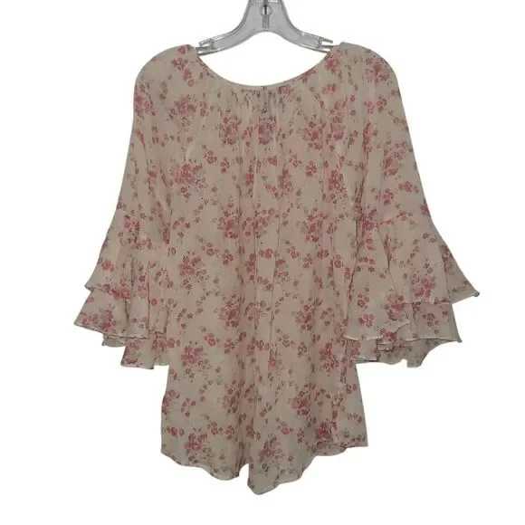 Chaps  Floral Blouse with Bell Sleeves - Picture 4 of 4
